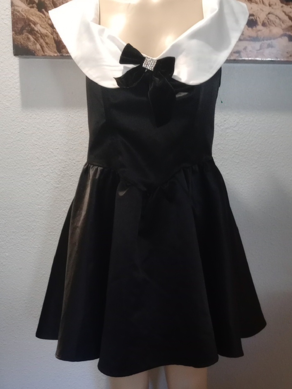 SHEIN Black Formal Dress with White Collar and Black Bow